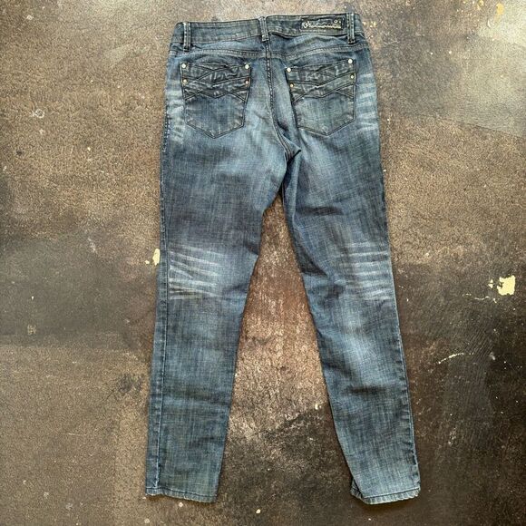 L.e.i Women's Denim Whisker Ashley Trouble Skinny Jeans Size 4 Grunge Style Jean - Picture 1 of 14